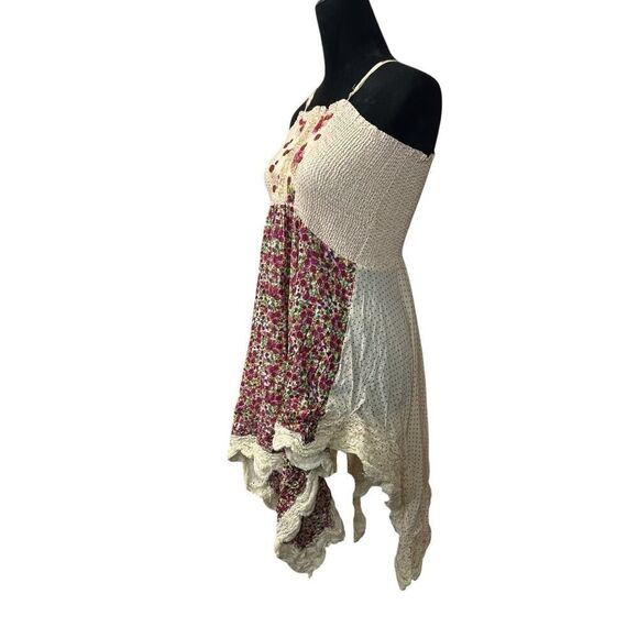 Antica Sartoria Boho Beaded Floral Patchwork Handkerchief Hem Dress S/M - Picture 5 of 16